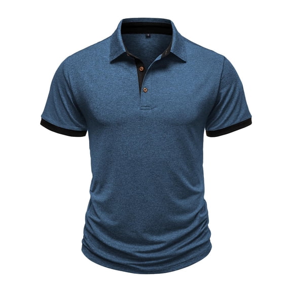 Gytharion Men's Short Sleeve Shirts Casual Turndown Collar Pullover Shirts Solid Color Classic T Shirt with Pocket