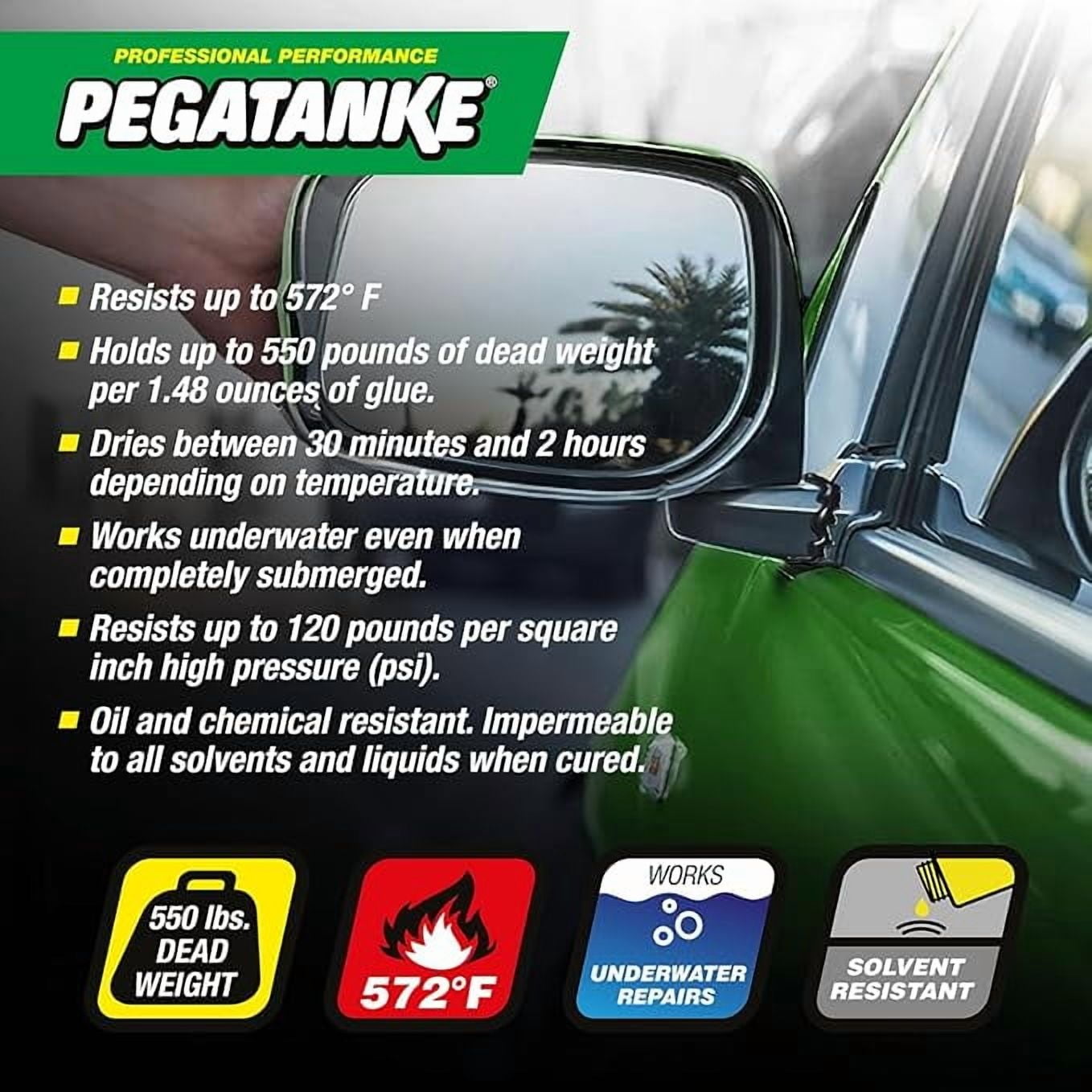 PEGATANKE Black 2 Part Epoxy Resin & Cold Weld Adhesive | High Strength Liquid Metal Glue for Fuel Tanks & General Repair | High Temperature Epoxy for Cold Welding Waterproof Bonds (1.48 oz)