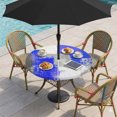 thumbnail image 2 of Navy Blue Grey Oil Painting Round Outdoor Tablecloth with Umbrella Hole Zipper, Abstract Modern Geometric Elastic Fitted Table Cover, Waterproof Table Cloth for Patio Picnic Party Fits 31"-35", 2 of 9