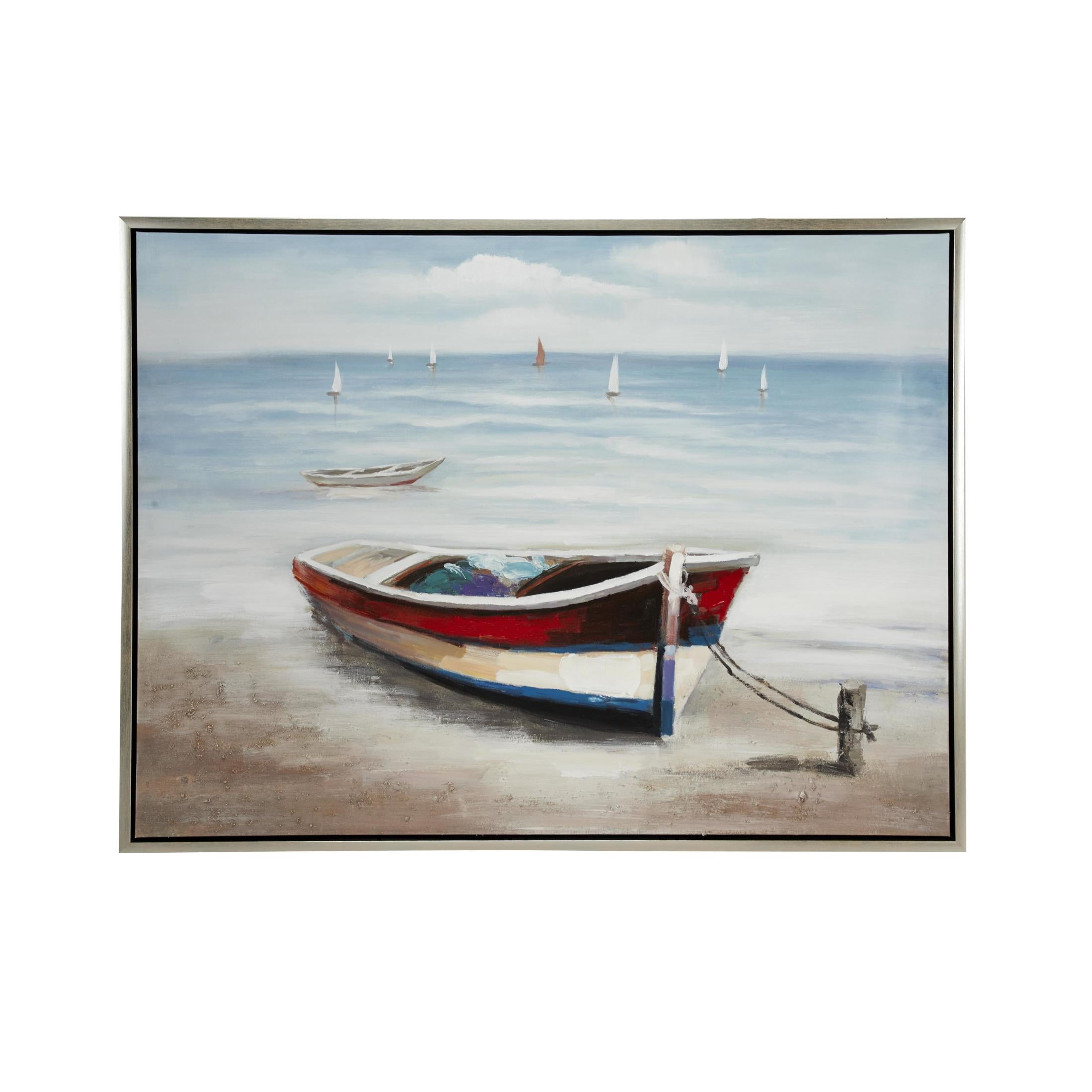 47" x 36" Sail Boat Framed Wall Art with Silver Frame, by DecMode
