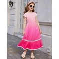 thumbnail image 5 of Arshiner Girls Summer Maxi Dresses Short Sleeve Casual Flowy Tiered A-Line Dress with Pockets, 5 of 6