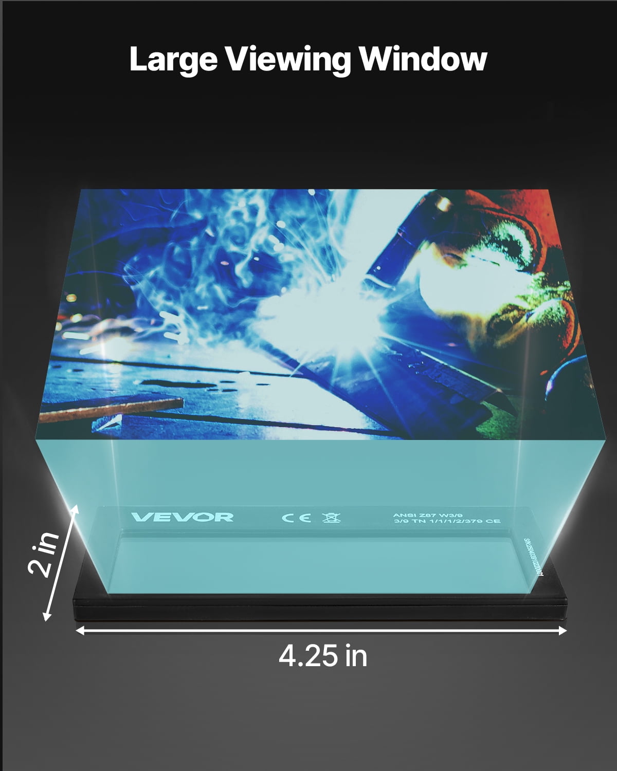 VEVOR Auto Darkening Welding Lens 4.25" x 2", Shade 11 True Color Welding Lens with Dual Arc Sensors & Gold Coating, Compatible with Most Welding Helmets for TIG, MIG, MMA, ARC Applications