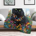 thumbnail image 4 of GXFCBlack cat flowers, winter sofa dormitory home decoration, must-have travel product. Size is 40x50 inches., 4 of 8
