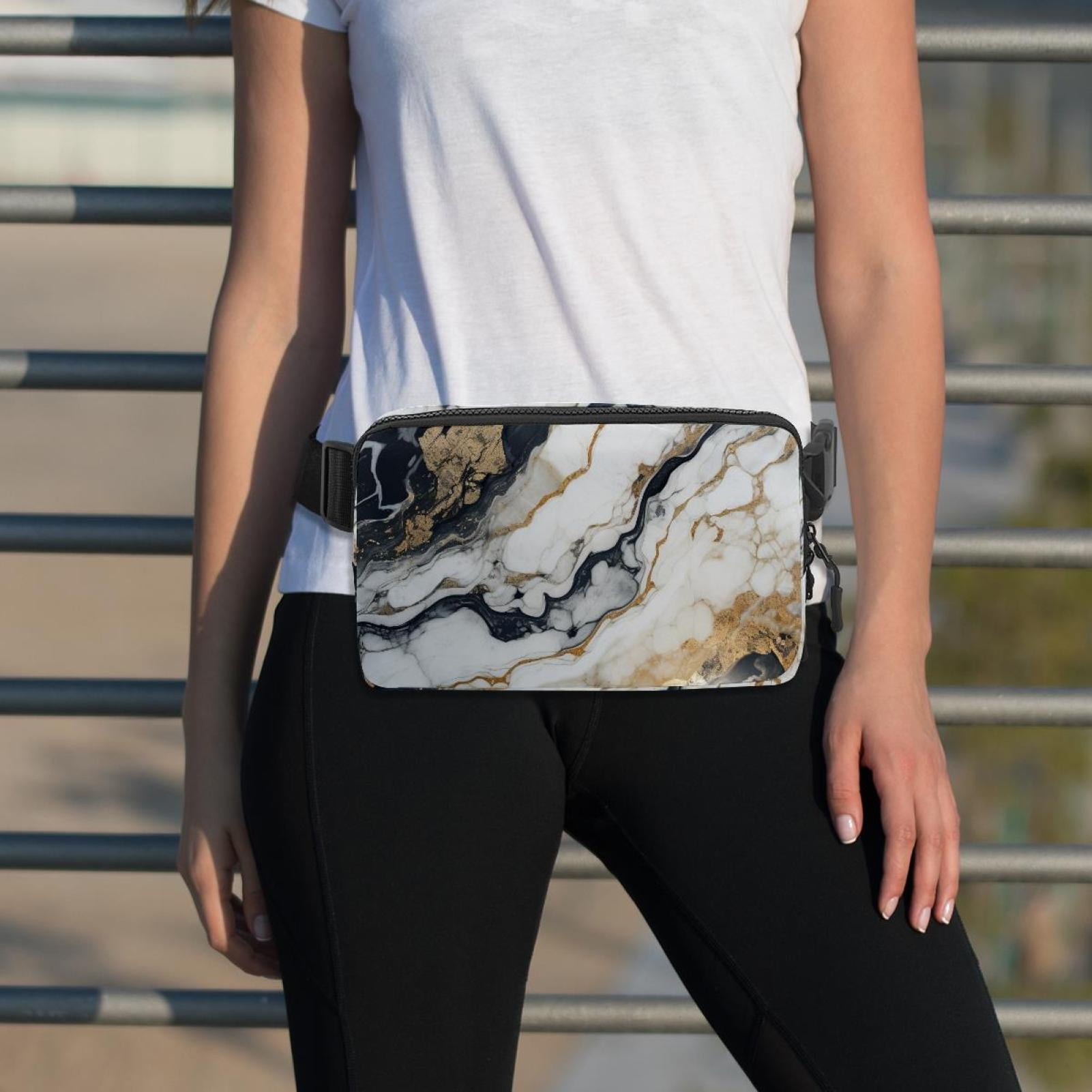 Marbled Lightweight Adjustable Waist Pack Fanny Pack Crossbody Bag with Extension Strap Unisex