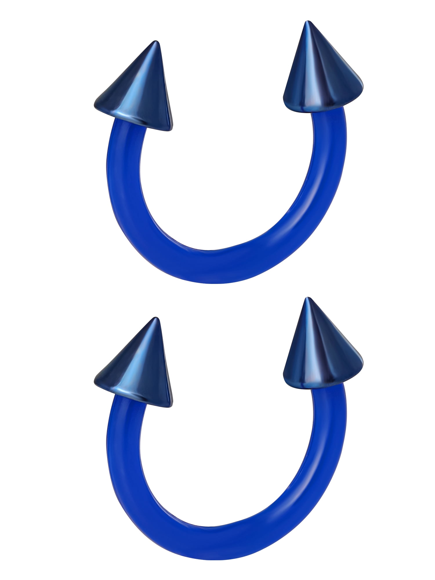 Body Jewelry Women's Basics, Stainless Steel,14-Gauge Circular Barbells in Blue with Anodized Cones