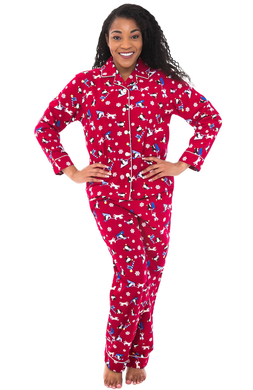 Alexander Del Rossa Women's Warm Flannel Pajama Set, Long Button Down ...
