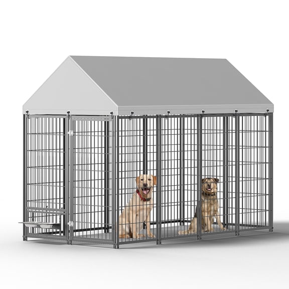 “2026 Hot Sale Large Outdoor Dog Kennel Pen with Roof Cover – Heavy-Duty Metal Fence Enclosure for Dogs/Pets (18.9’L x 9.61’W)”