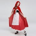 thumbnail image 3 of IBTOM CASTLE Women's Little Red Riding Hood Costume Halloween Christmas Party Dress up with Hooded Cloak Velvet Cape for Photo Prop L Red + Black, 3 of 8