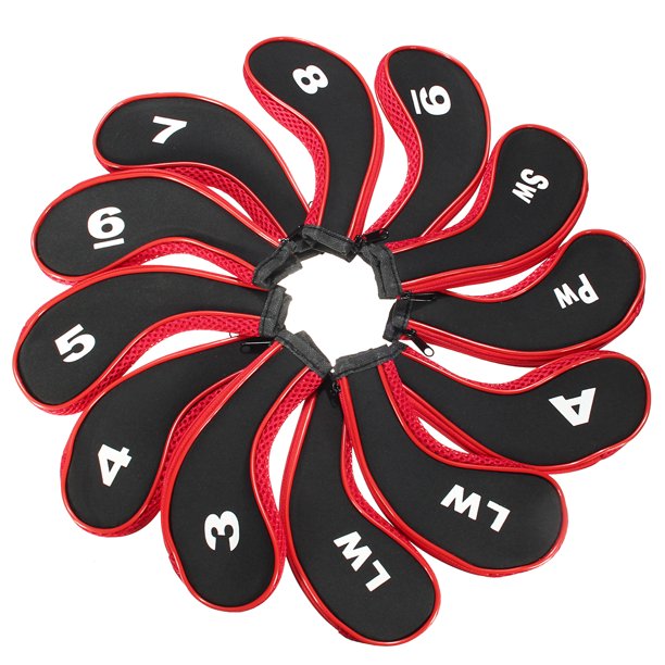 12Pcs/set Golf Club Head Covers Replacement Zipper Headcovers Golf