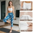 thumbnail image 7 of SCRAWLGOD Shark Print Tie Dye Blue Women's Capri Leggings with Pockets High Waist Tummy Control Crop 3/4 Leggings Slim Breathable Stretch Athletic Cropped Tights, S, 7 of 7