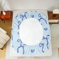 thumbnail image 5 of Castle Fairy Girls Boys Monogrammed Letter Initial J 4 Pieces Queen Sheet Sets,Kawaii Blue Bow Ultra Soft Flat Sheet,Dreamy Princess Queen Fitted Sheet,Super Cozy Room Decor, 5 of 7