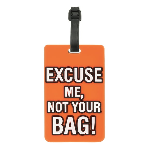 Uxcell Luggage Tag (Excuse Me, Not Your Bag), Funny Travel Baggage Bag Tag Suitcase Identifier Label for Women Men Orange