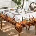 thumbnail image 5 of Fall Tablecloth 60x104 Inch Rectangular, Thanksgiving Autumn Harvest Pumpkin Mushroom Orange Buffalo Plaid Table Cover for Party Picnic Dinner Decor, 5 of 6