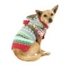 Holiday Time Fair Isle Dog Hooded Sweater, Red, (XXS)
