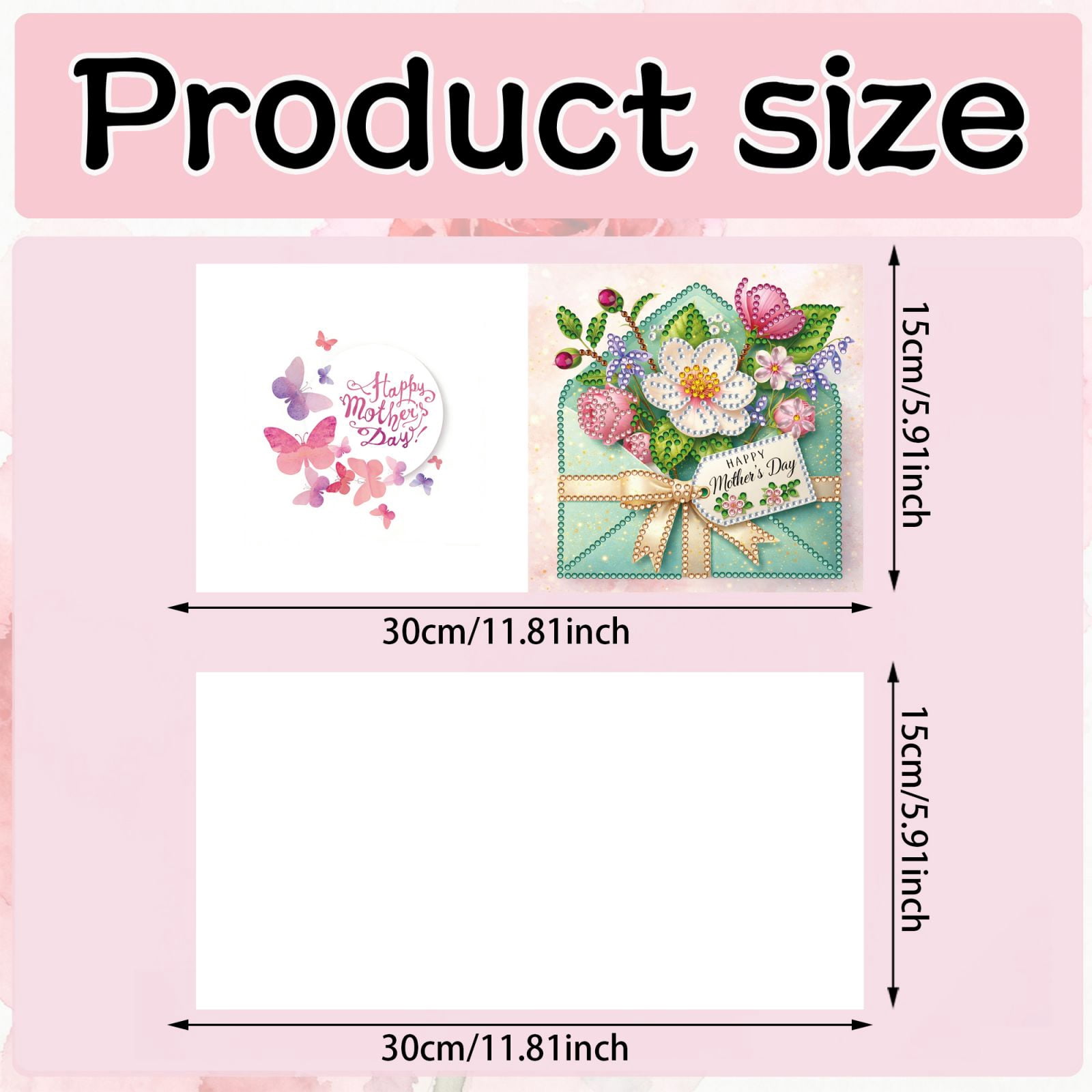 FLOPESN DIY Mother's Day Diamond Art Greeting Card Kit with White Envelope, 5.91X11.81in Envelope Theme, Creative Design Blessing Gift Folding Card Set