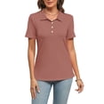 thumbnail image 4 of DORKASM Womens Polo Shirts Short Sleeve Button Lapel Collared Summer Tops Business Casual Basic Tees Pink L, 4 of 7
