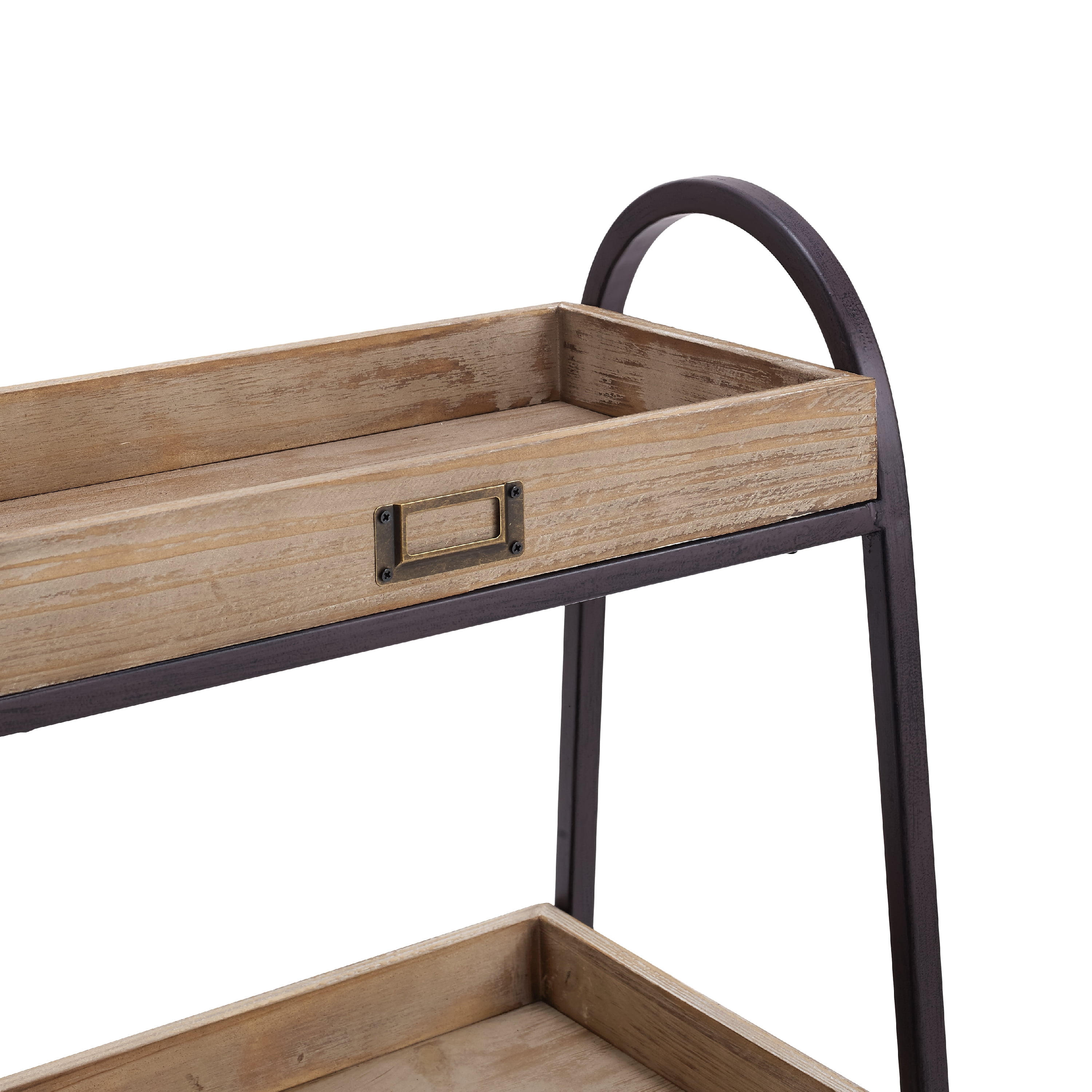 Linon Robinson 3-Tier Bath Stand, 32" Tall, Rustic Brown and Iron Finish