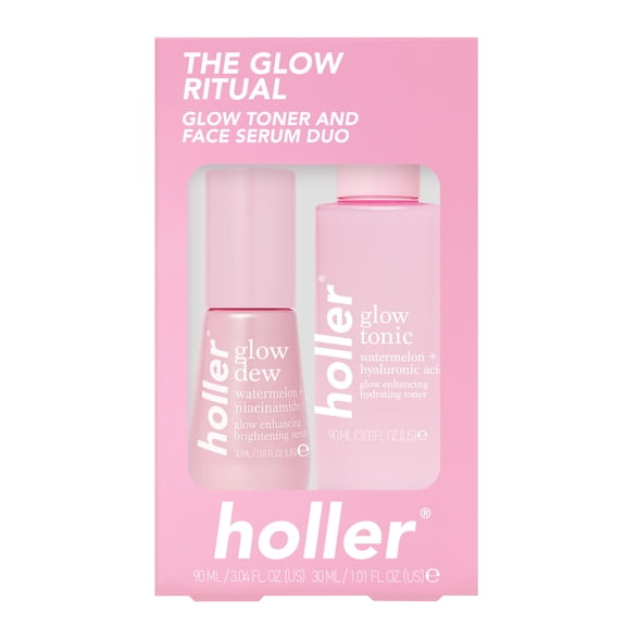 Holler The Glow Ritual Glow Toner And Face Serum Duo, Hydrating Watermelon Extract, 2 Piece Gift Set