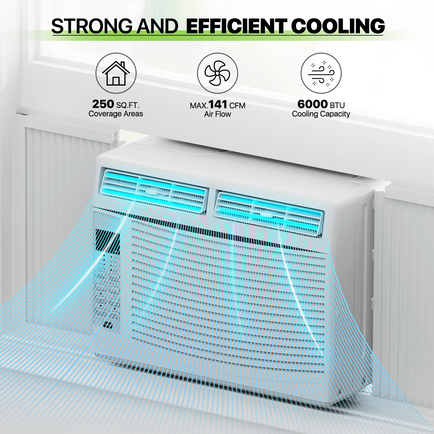 Magshion 6,000 BTU Smart Window Air Conditioner with WiFi, Energy Saving AC Unit with Remote & App Control & Timer Function, Quiet Operation, Cools 151-250 Sq.Ft., White