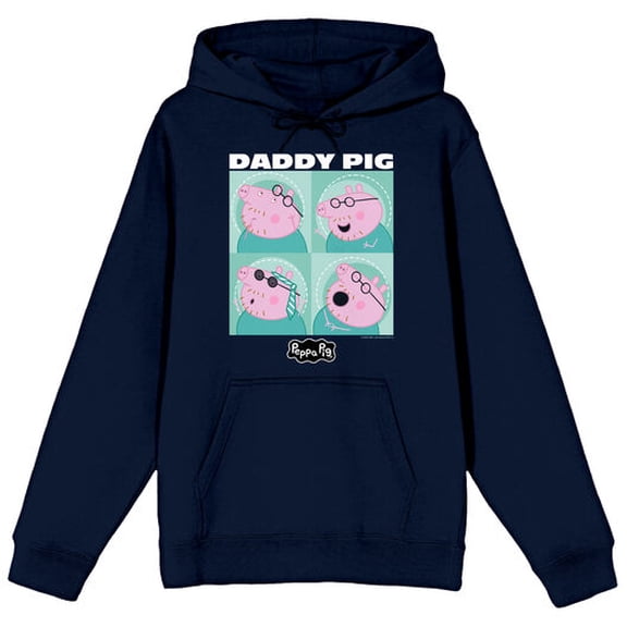 Peppa Pig Daddy Pig Adult Navy Blue Graphic Hoodie-Medium