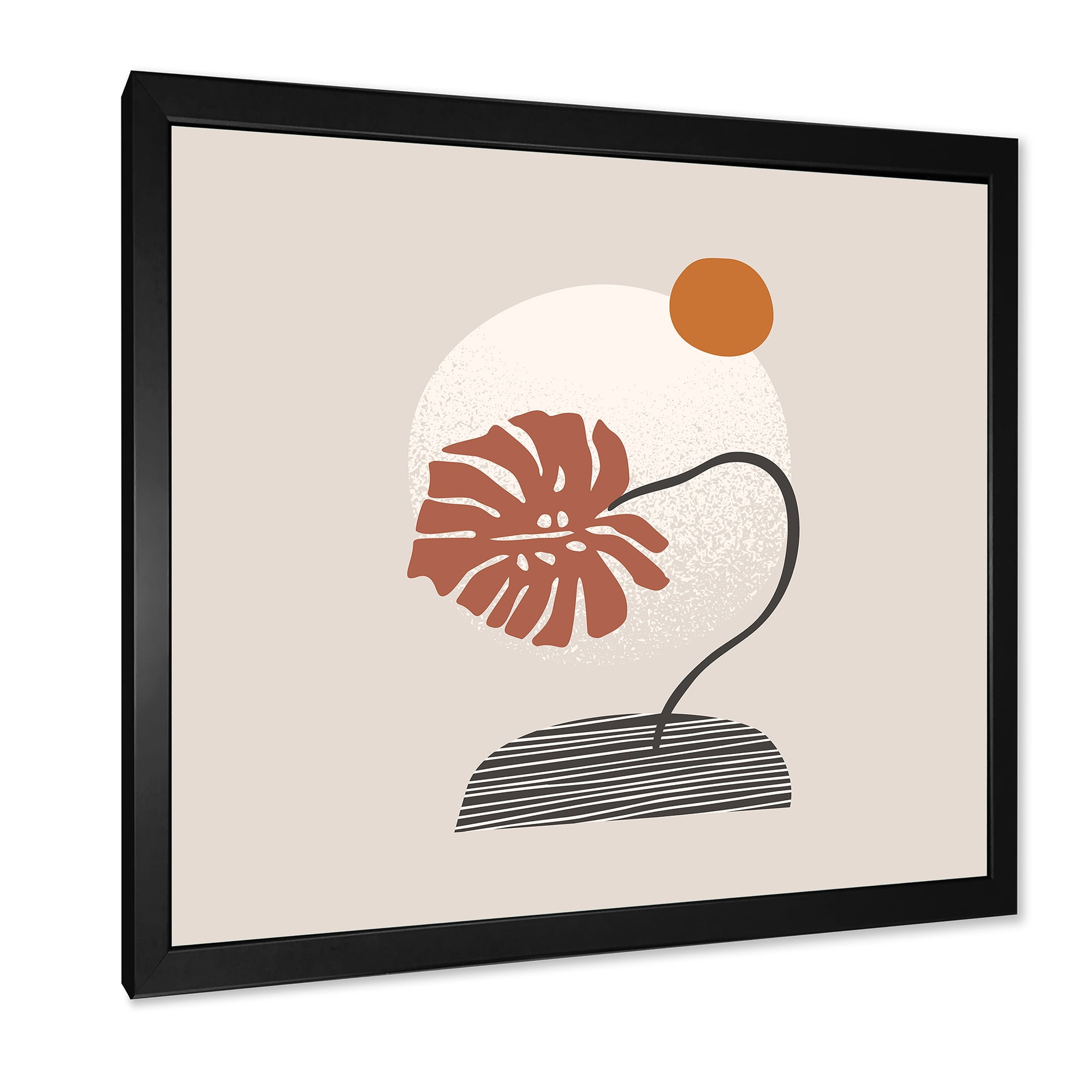 Designart 'Abstract Geometry Shapes and Tropical Palm Leaf III' Modern Framed Art Print