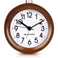 thumbnail image 2 of Reloj despertador analógico de madera con repetición - Reloj vintage con alarma de esfera - Reloj de escritorio de madera vintage silencioso sin cosquillas Zhivalor LKX-1154-1, 2 of 4