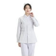 thumbnail image 1 of AWZXDE Women's Solid Nurse Jacket With Pockets Buttons Notched Lapel Simple Casual Long Sleeve Uniform For Medical Work Comfortable And Professional White,L, 1 of 3