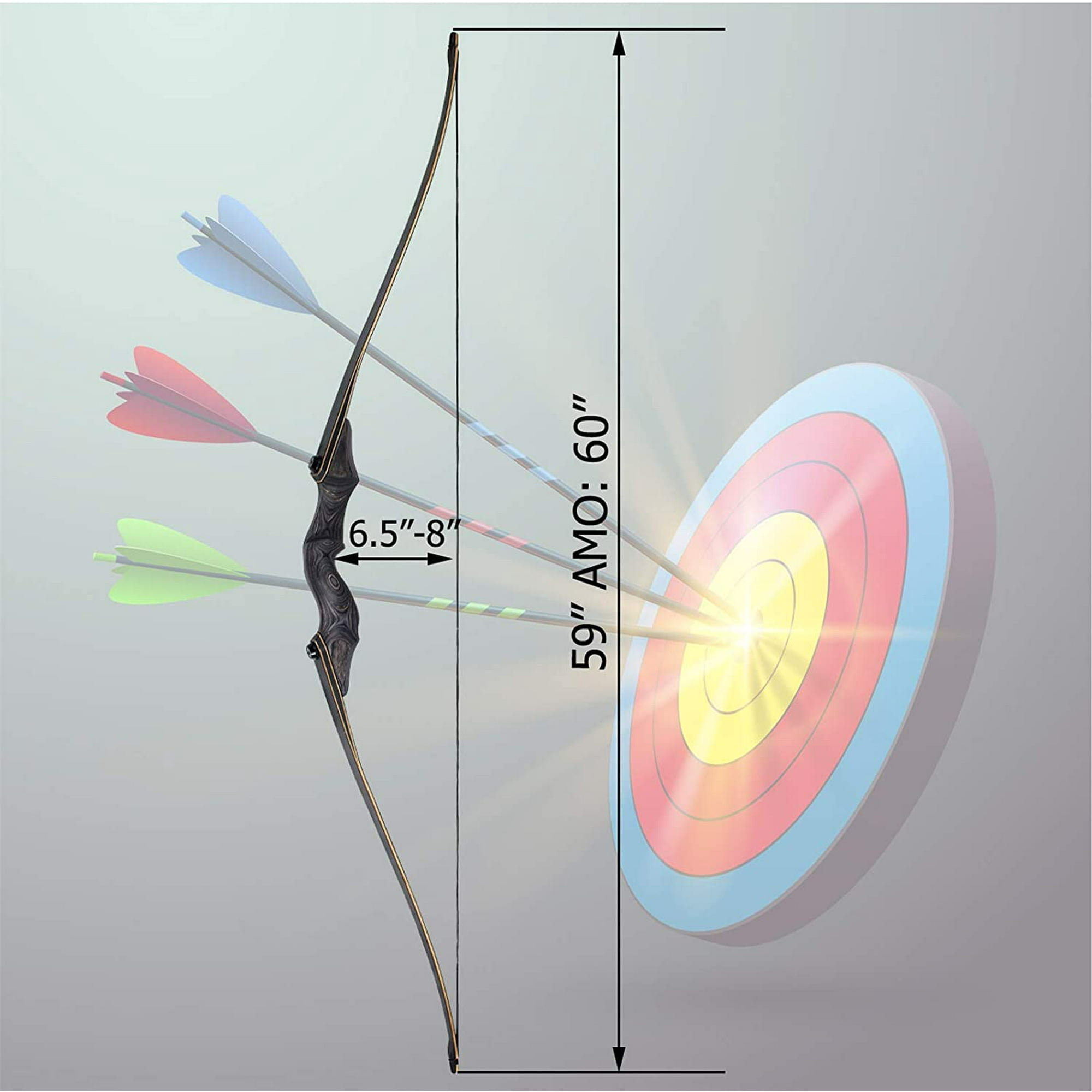 52 arc recourbe fabriqué à main longbow traditionnel arc