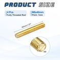 thumbnail image 2 of Uxcell 4Pack M6x40mm Fully Threaded Rod, Brass Right Hand All Thread Screw Studs for Furniture Assembly Fastening, 1mm Pitch, 2 of 6