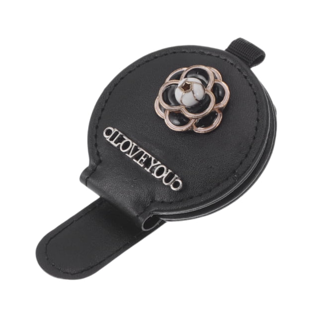 Clip de gafas de sol magnético para coche, soporte universal para visera de gafas de sol de PU cuero negro 10x6cm 1Pc