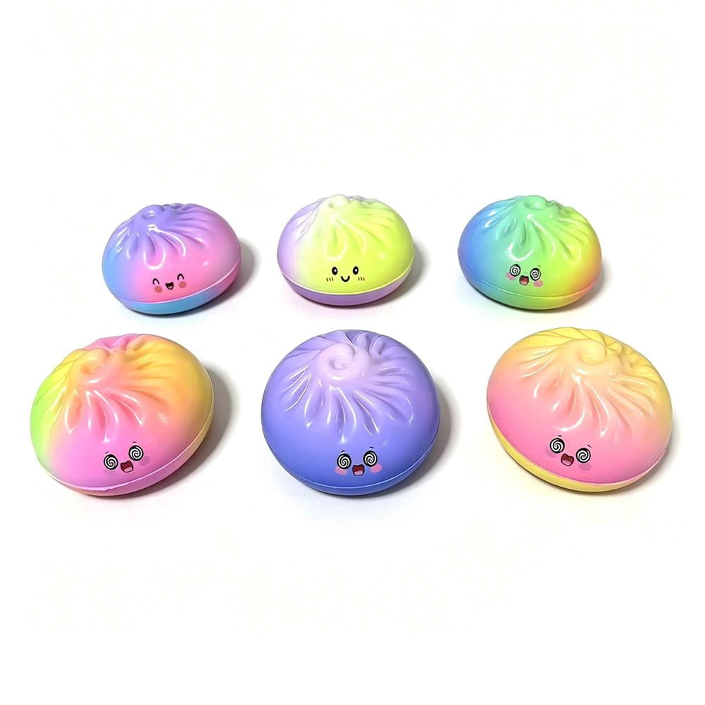Dumpling Squishies, Colorful Dumplings Stress Balls Fidget Sensory Toy, Cute Steamed Bun Toy with Food Steamer, for Easter Basket Stuffers Party Favors