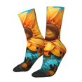 thumbnail image 1 of Fotbe Deep Yellow Colorful Sunflower Calcetas Largas con Estampado para Hombre y Mujer – Calcetas de Compresión Transpirables y Elásticas, Viajar y Uso Diario Talla 5-11, 1 of 6