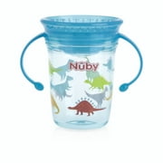 Nuby Tritan 8oz Two Handle Wonder Cup with Hygienic Cover, Dinosaurs