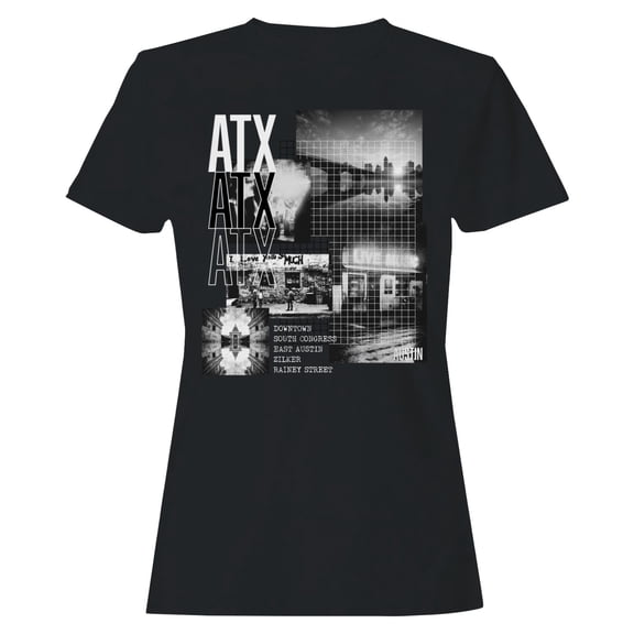 ATX Austin Landmarks Cityscape Women's Black T-shirt