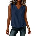 thumbnail image 5 of Sheghy Tank Tops for Women 100%Cotton Women's Solid Color V-neck Sleeveless Button Casual Cotton and Linen Top, 5 of 6