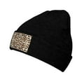 thumbnail image 1 of ZICANCN Léopard Funky Bonnet Tricoté Imprimé, Bonnet d'Hiver Doux Chaud Classique pour Hommes Femmes, Noir, 1 of 6