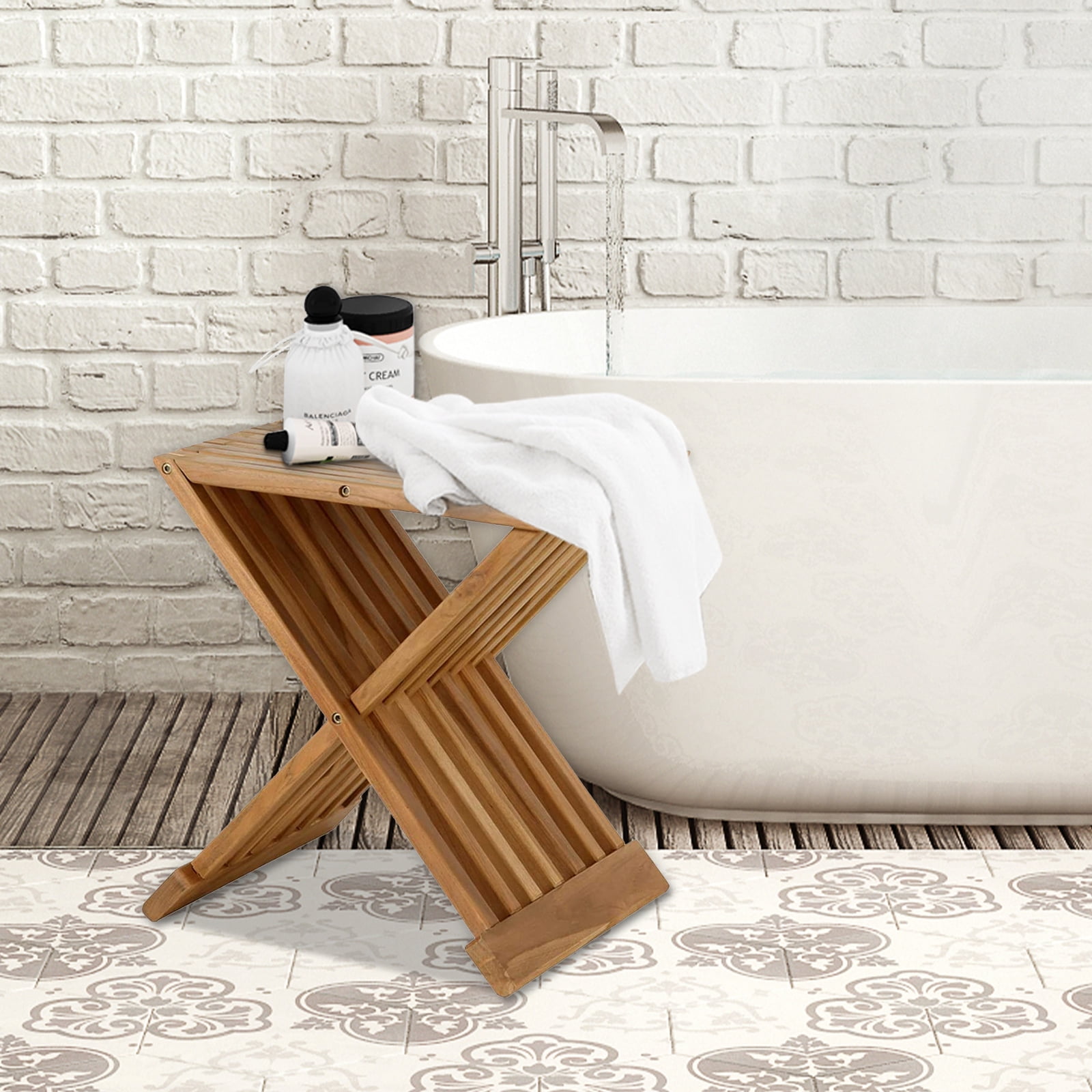 Spa™ Teak Shower Bench with Shelf - Safety and Style For The