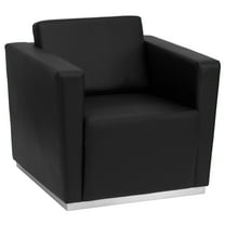 Emma Oliver Black LeatherSoft Chair with Stainless Steel Recessed Base