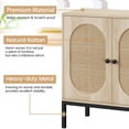 thumbnail image 3 of Litake Buffet Cabinet, Rattan Storage Cabinet with Doors and Shelves, Accent Cabinet Sideboard, Wood Console Cabinet with Storage Entryway Cabinet for Living Room, Dining Room, Hallway (Wood), 3 of 9
