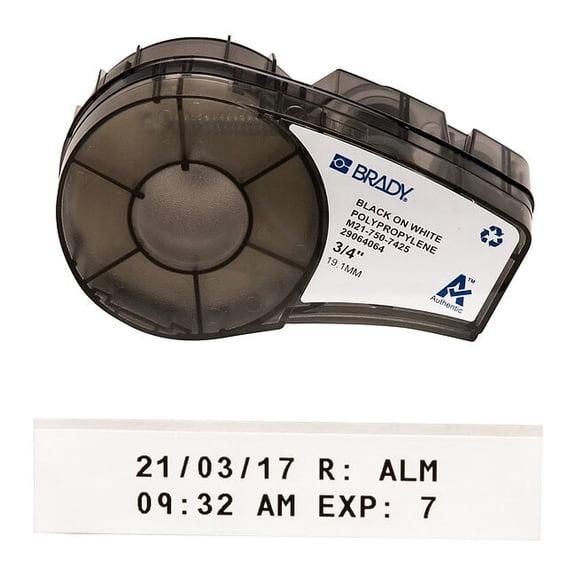 Brady Label, Black/White, Labels/Roll: Continuous M21-750-7425