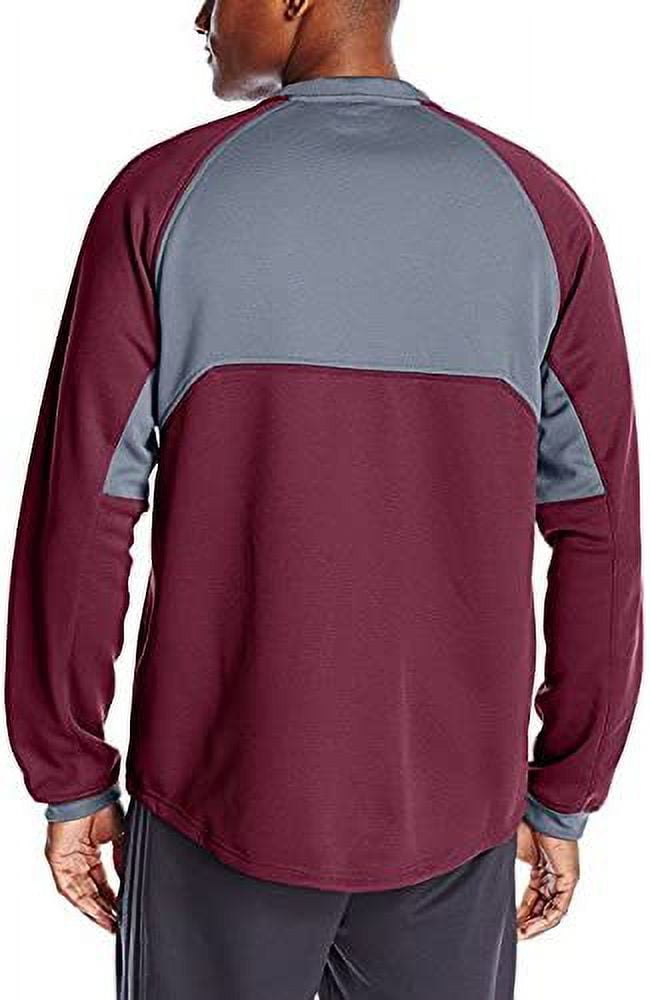 362F Adidas Mens Climawarm Fielders Fleece Sweatshirt Maroon Onix Grey M