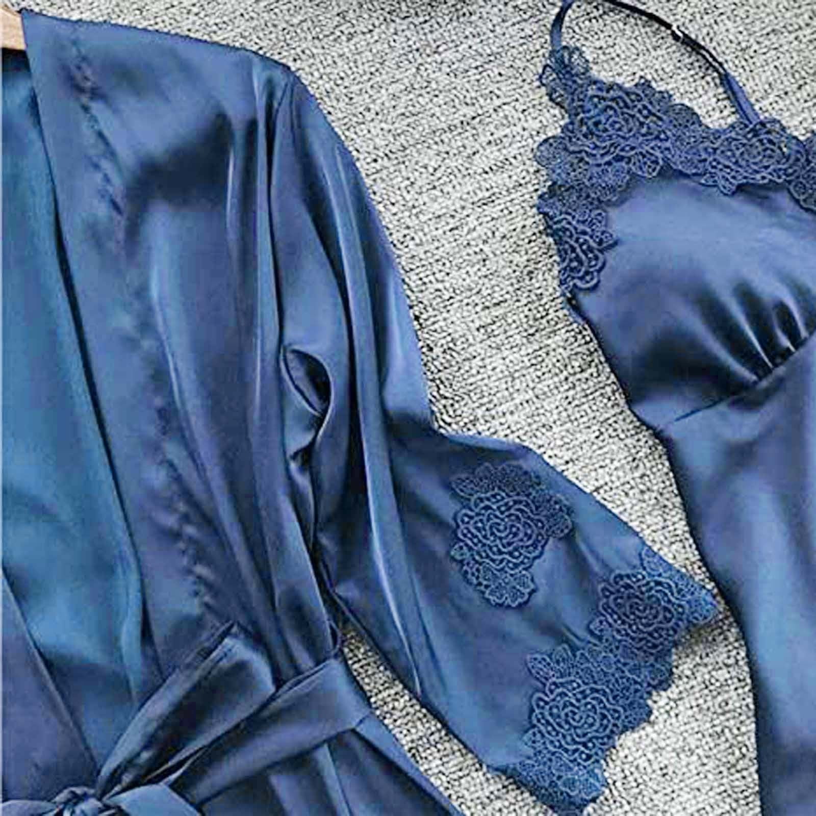 BONIXOOM Womens Pajamas Family Christmas Pajamas Matching Sets Sleepwear None Long Sleeve Sleepwear Sets Solid Navy L