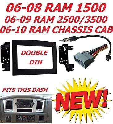 06 07 08 09 10 DODGE RAM CAR STEREO RADIO DOUBLE DIN INSTALLATION DASH PANEL KIT 