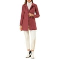 thumbnail image 3 of INSPIRE CHIC Women's Peter Pan Collar Double Breasted Winter Long Trench Pea Coat L Dark Pink, 3 of 8