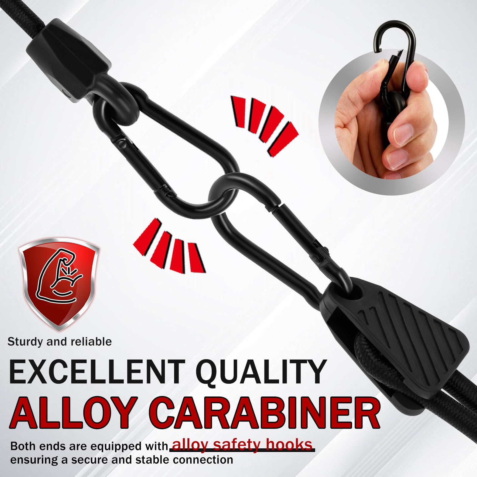 Adjustable Bungee Cords with Hooks 48 Inch, 8 PCS Adjust from 7" to 48" Bungee Straps with Carabiner Hooks Heavy Duty Outdoor for Camping, Cargo, Bike,Tarps, Tents, Bike, Luggage, Boats,etc
