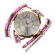 thumbnail image 1 of Reloj de cuarzo de aleación de PU multicapa con cuerda trenzada de moda retro para mujer (rojo rosa), 1 of 4