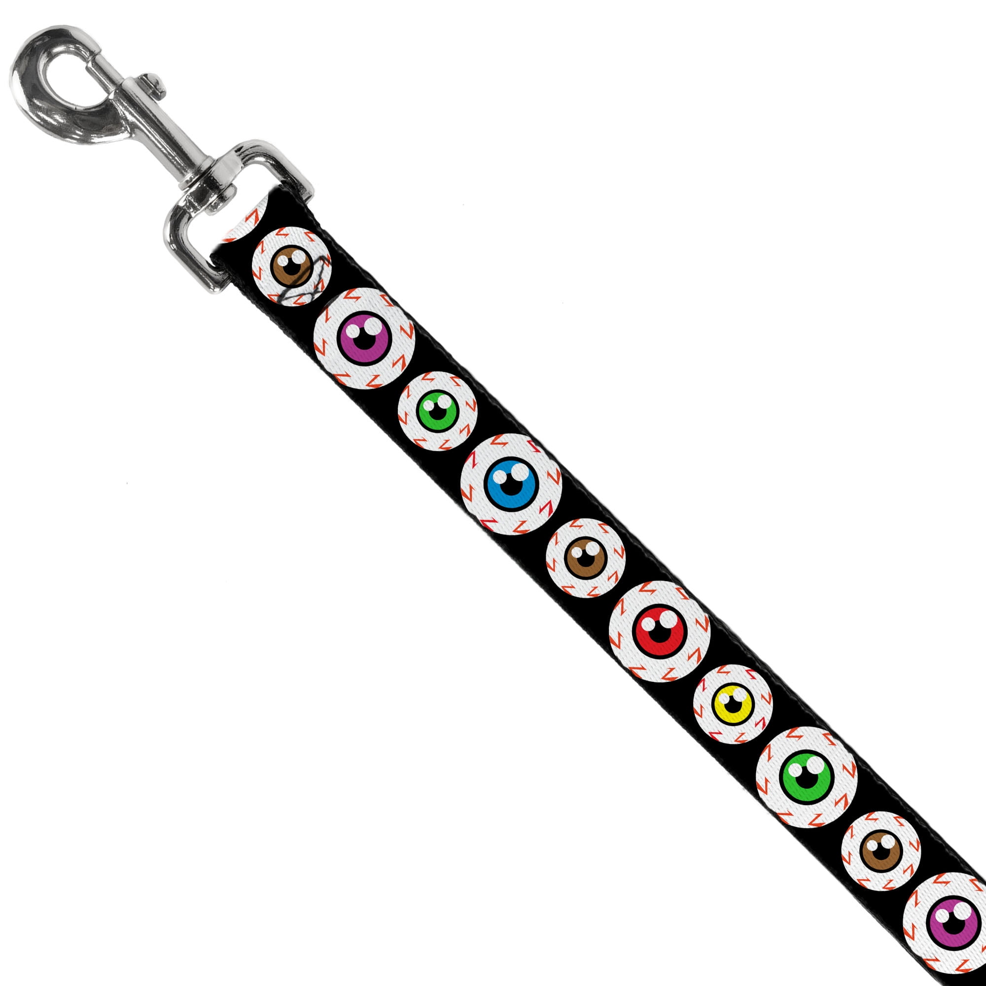 Buckle-Down Pet Leash, Dog Leash, Eyeballs Black Multi Color, 6 Feet Long 1.0 Inch Wide