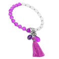 thumbnail image 4 of s con de turquesa de de amor Blanco + púrpura Zulema Pulseras del grano de la borla, 4 of 6