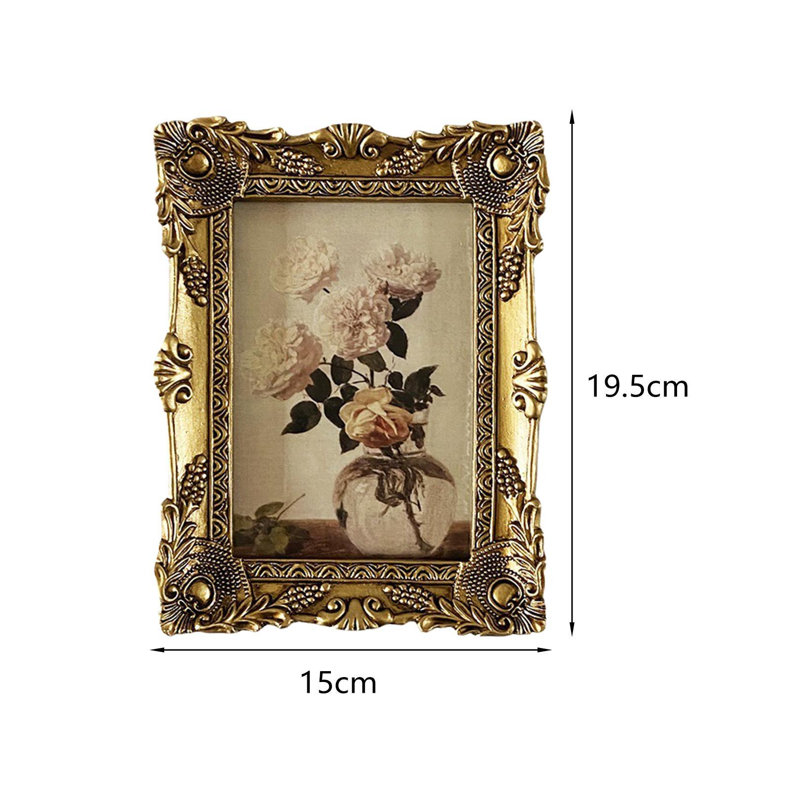 Milageto Vintage Wooden Jewelry Box Organizer Treasure Chest with Ornate Resin Photo Frame Decorative Storage for Rings Trinkets Birthday Wedding Tabletop
