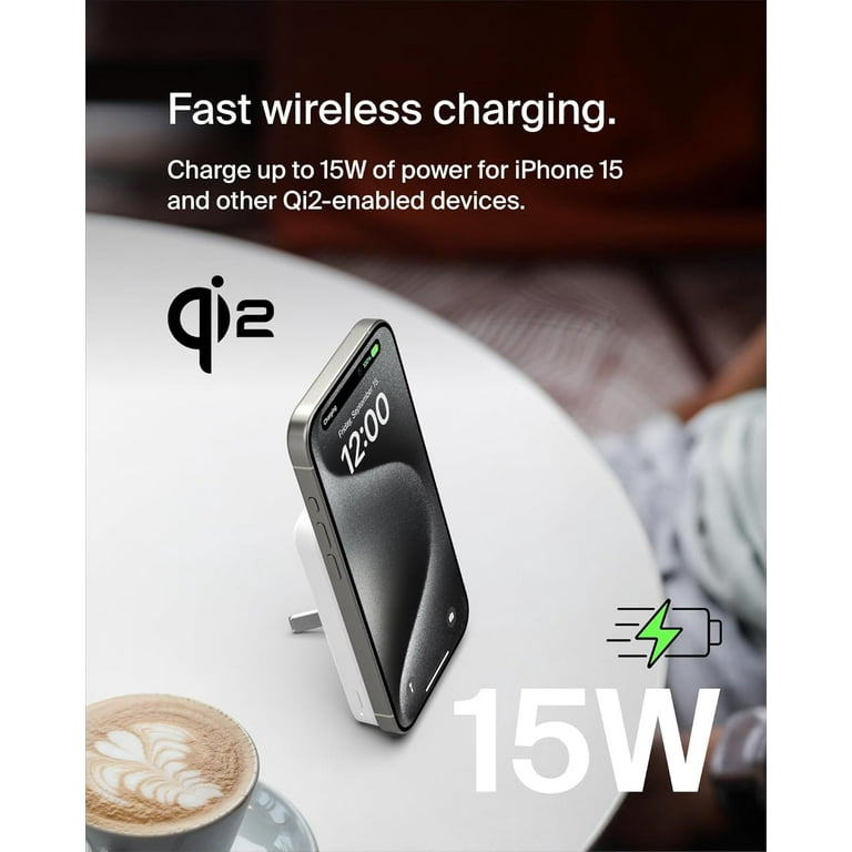 Belkin BoostCharge Pro Wireless Power Bank 5K w/ Qi2, MagSafe Compatible + Built-in Pop-up Kickstand - Compatible w/iPhone 16, 16 Plus, 16 Pro, 16 Pro Belkin BoostCharge Pro Wireless Power Bank 5K w/ Qi2, MagSafe Compatible + Built-in Pop-up Kickstand - Compatible w/iPhone 16, 16 Plus, 16 Pro, 16 Pro
